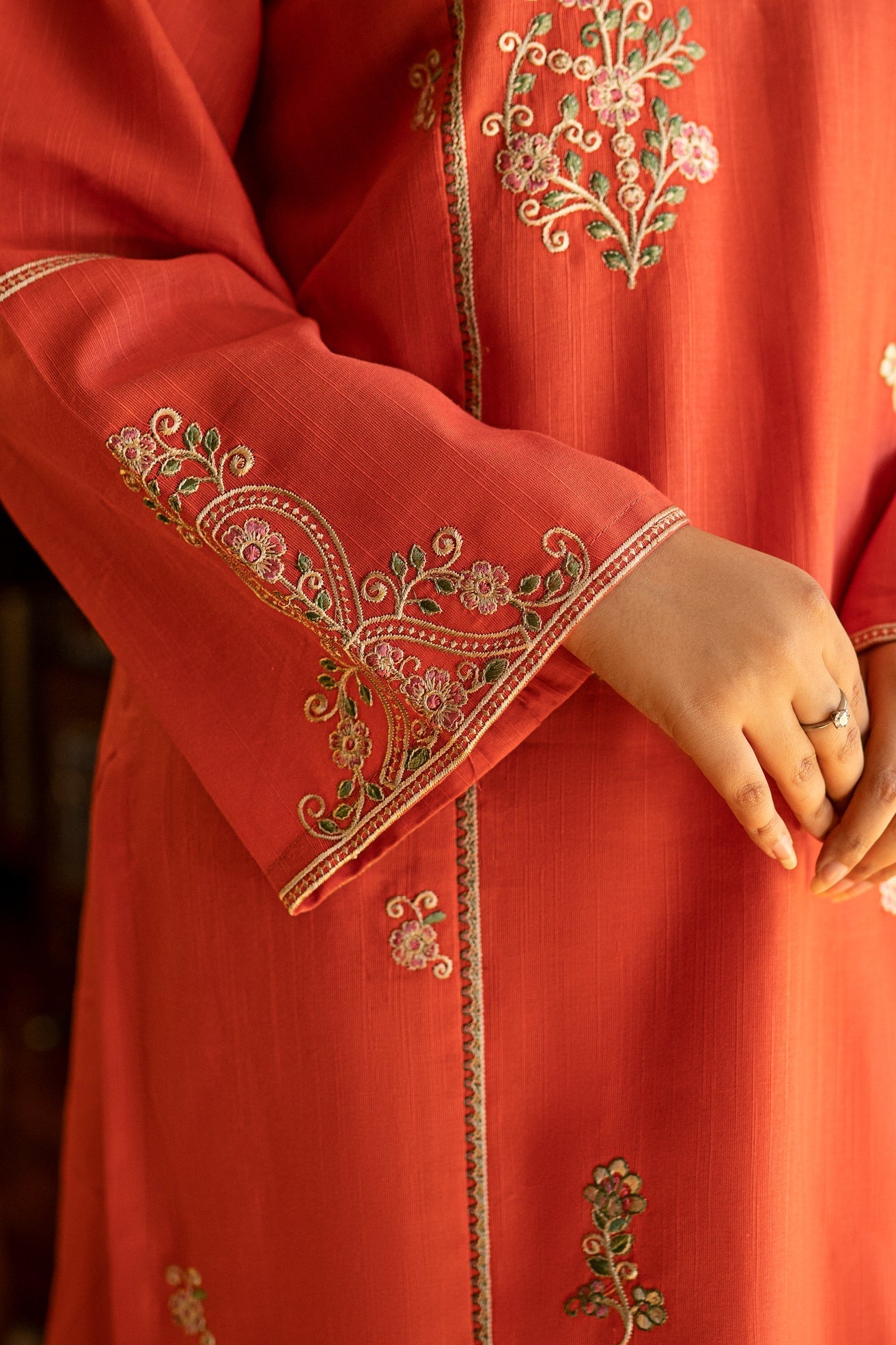 URGE-UNSTITCHED 2PLAWN EMBROIDERED SUIT-PK-130