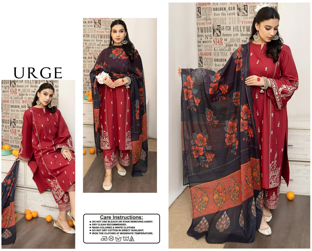 Luxury Embroidered 3-Piece in DHANAK UNSTICED