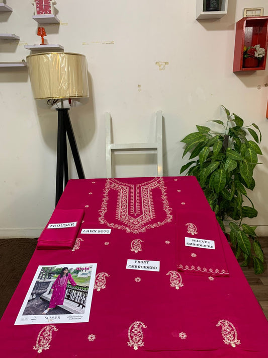 Embroidered 2Pc Lawn Unstitched Summer Dress AL-104