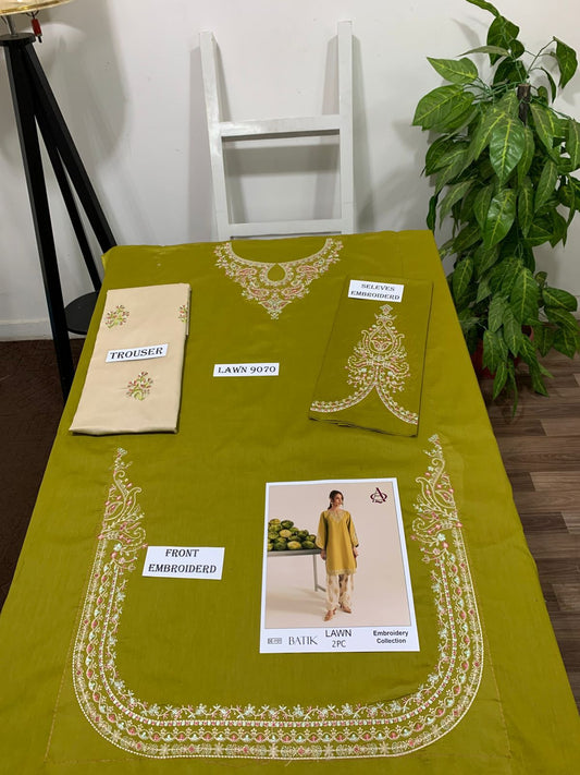 Heavy Embroidered 2Pc Lawn Unstitched Summer Dress - DE-1101