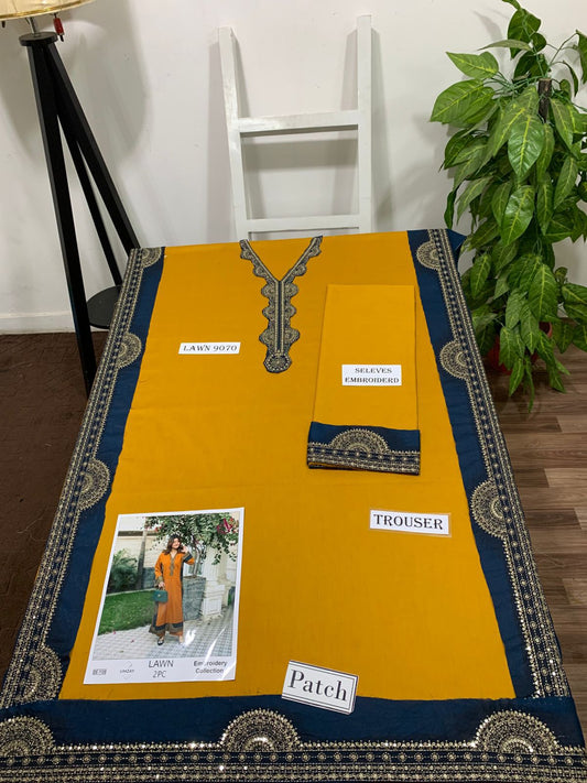 Sequin Embroidered 2Pc Lawn Unstitched Dress - DE-1105