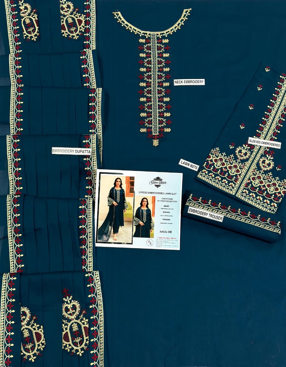 Unstiched 3PC Lawn Fabric