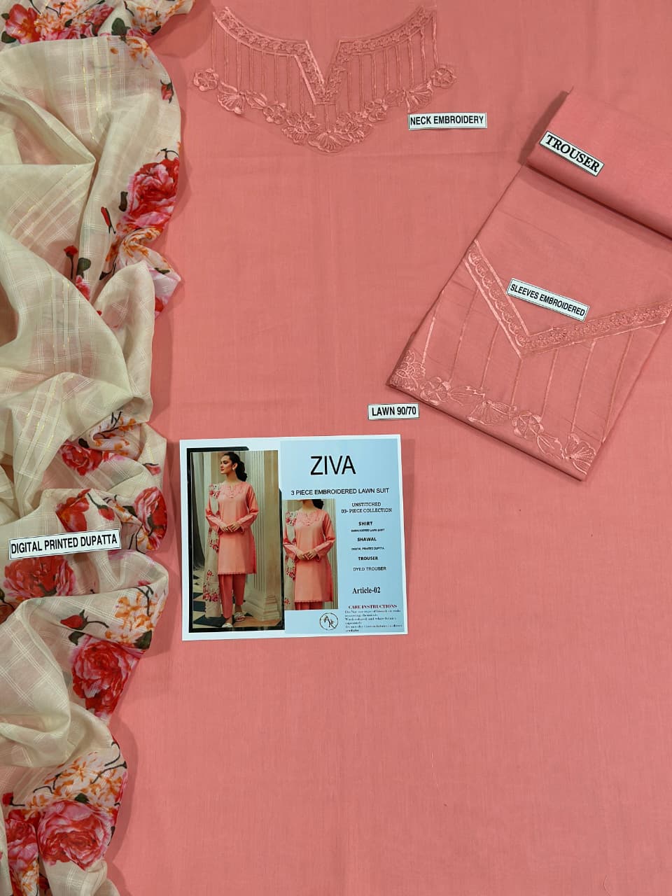 JAZMINE 3PC Lawn Fabric