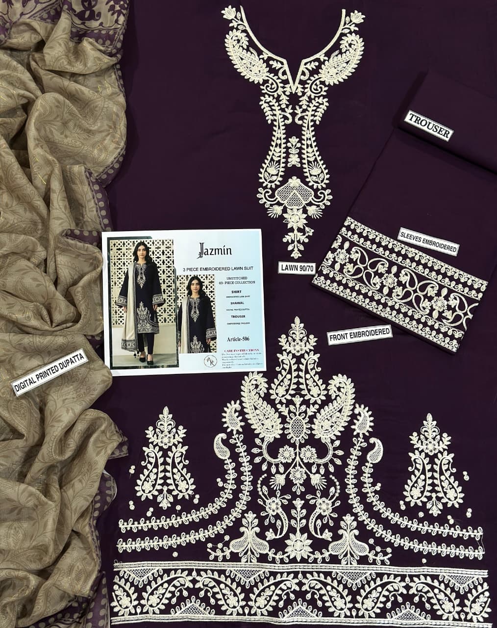 JAZMINE 3PC Lawn Fabric