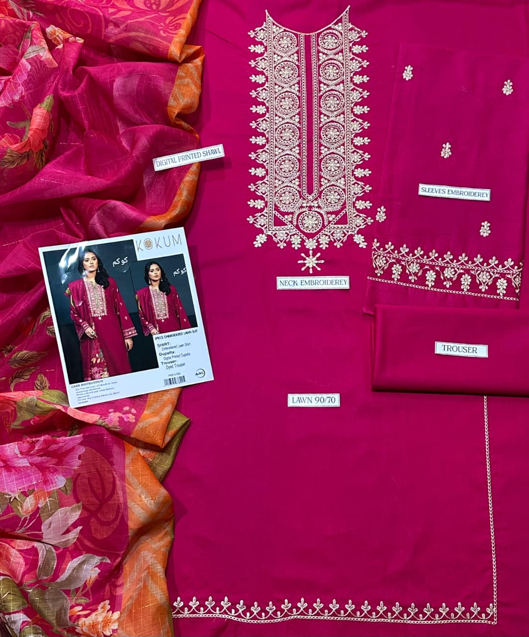 Embroidered 3-Piece in Lawn UNSTICED
