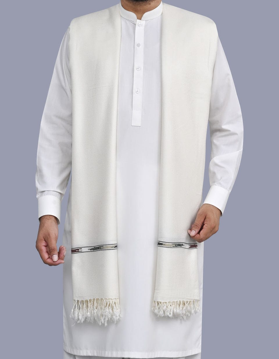 Menj. Men’s Wool Shawl– Off White