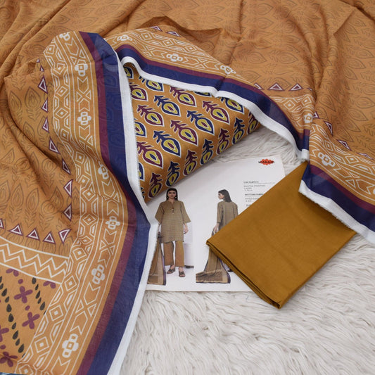 KHADDI 3 Piece Printed Unstitched Suite
