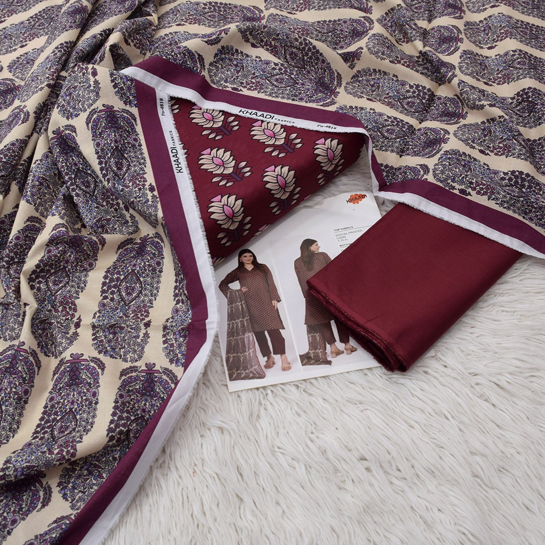 KHADDI 3 Piece Printed Unstitched Suite