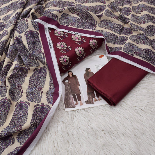 KHADDI 3 Piece Printed Unstitched Suite