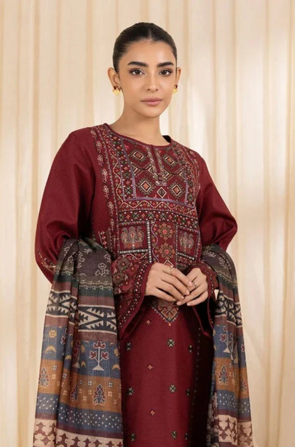 Sapphire - Winter 3PC Lawn Embroidered Suit - AS-24