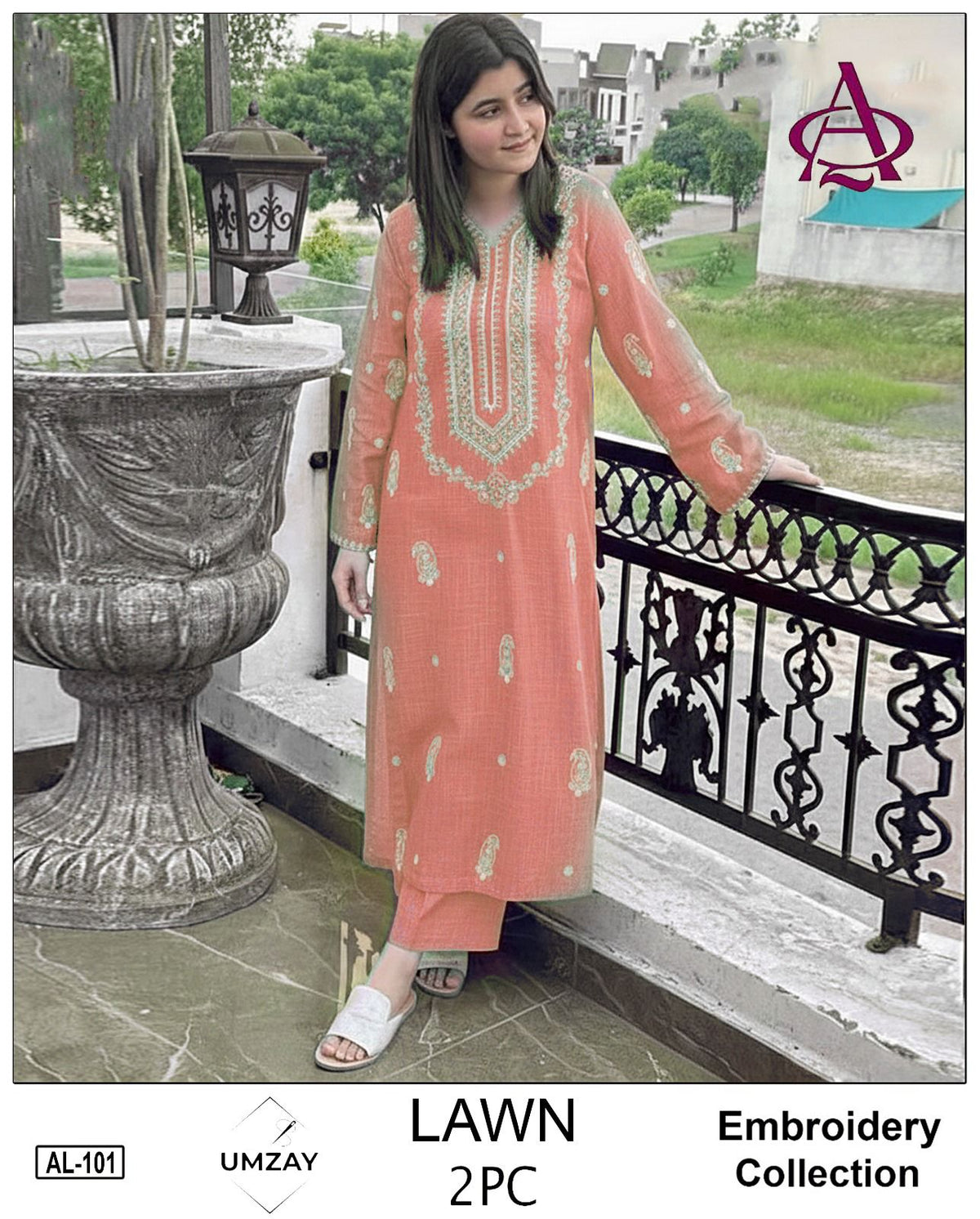UNSTITCHED 2PC LAWN EMBROIDERED SUIT