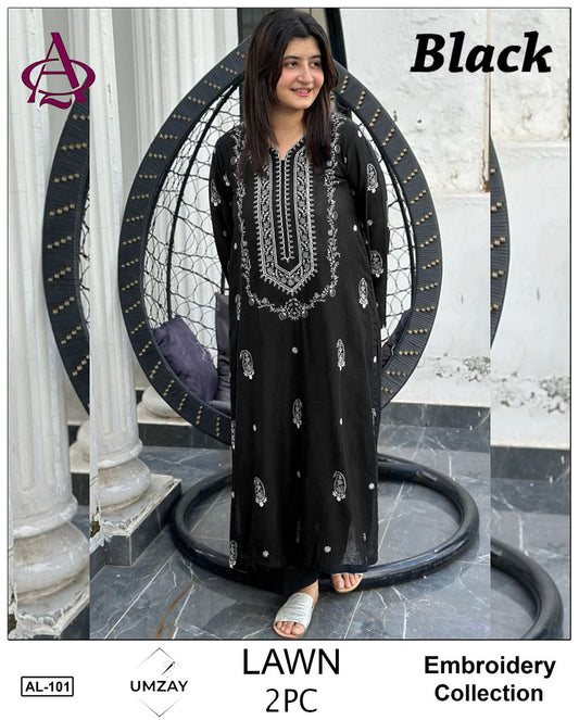 Embroidered 2Pc Lawn Unstitched Summer Dress AL-101