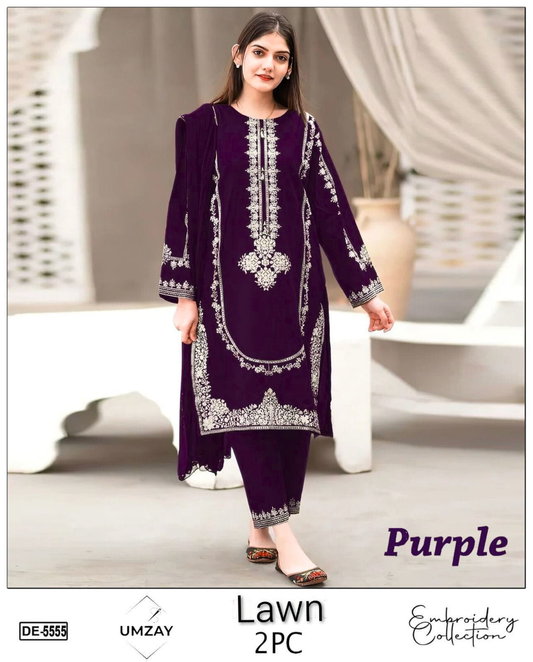 UNSTITCHED 2PC LAWN EMBROIDERED SUIT