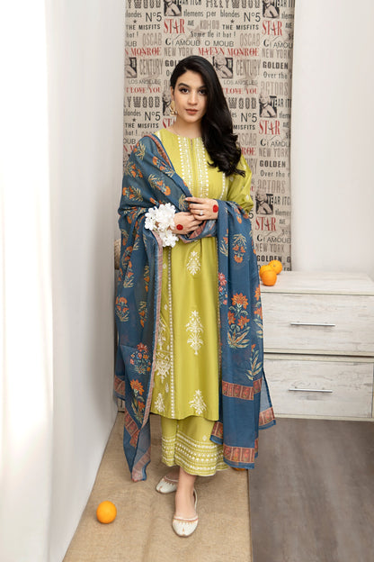 Embroidered 3-Piece in Lawn UNSTICED