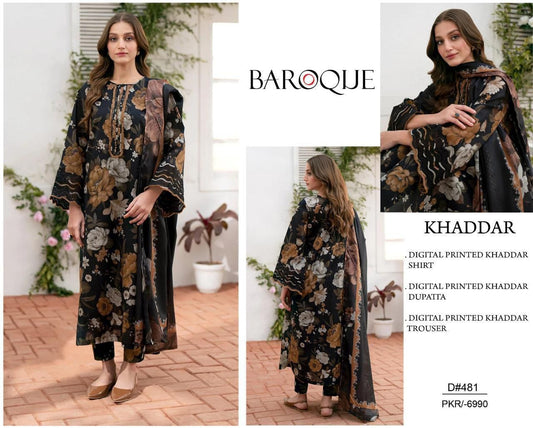 ✨ Khaddar Embroidered Unstitched Suit with Khaddar Shawl ✨