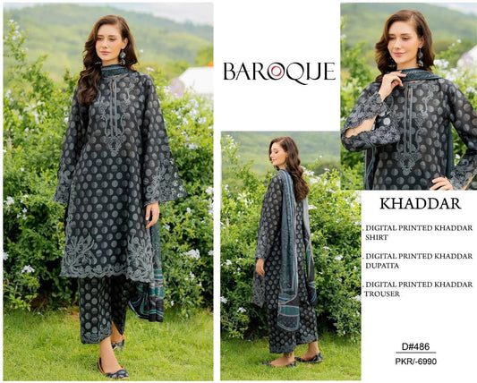 ✨ Khaddar Embroidered Unstitched Suit with Khaddar Shawl ✨