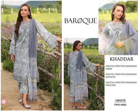 ✨ Khaddar Embroidered Unstitched Suit with Khaddar Shawl ✨