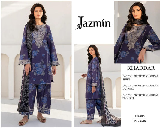 ✨ Khaddar Embroidered Unstitched Suit with Khaddar Shawl ✨