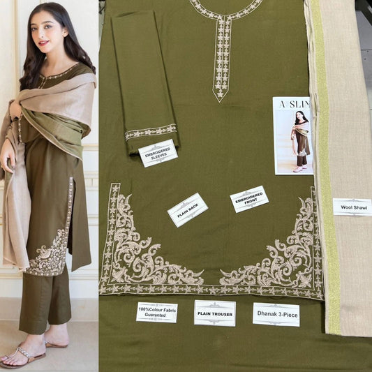 Luxury Embroidered 3-Piece in DHANAK UNSTICED