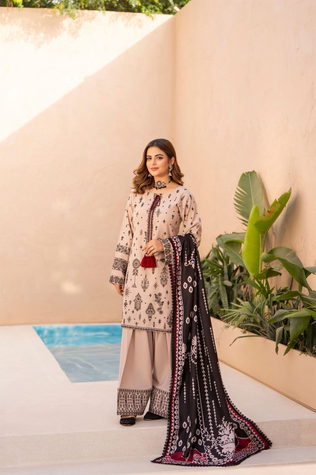Luxury Embroidered 3-Piece in DHANAK UNSTICED