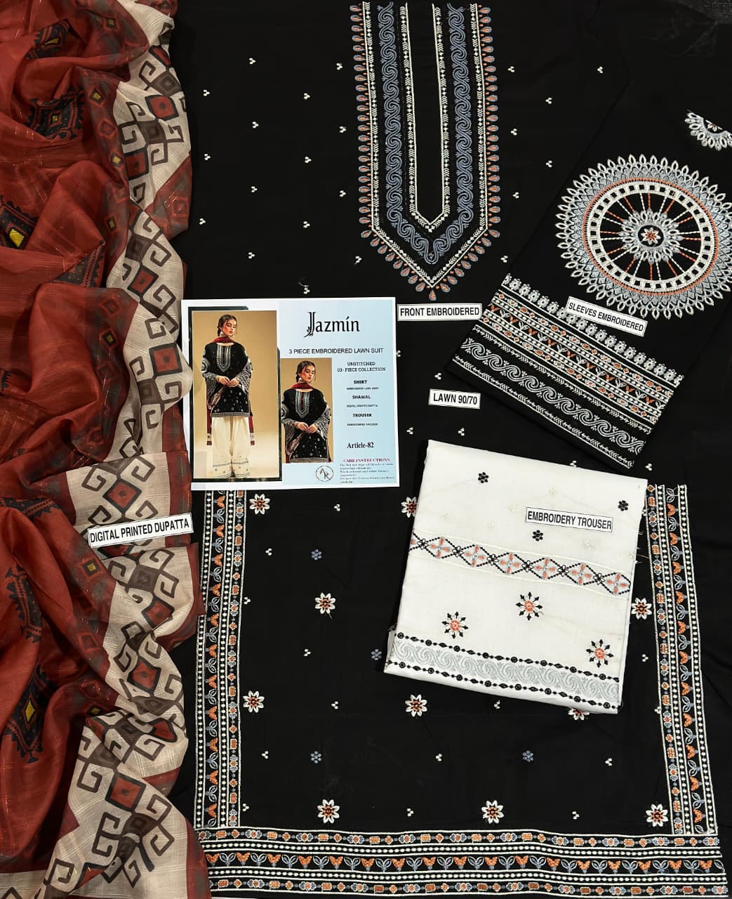 Jazmine Unstiched 3PC Lawn Fabric