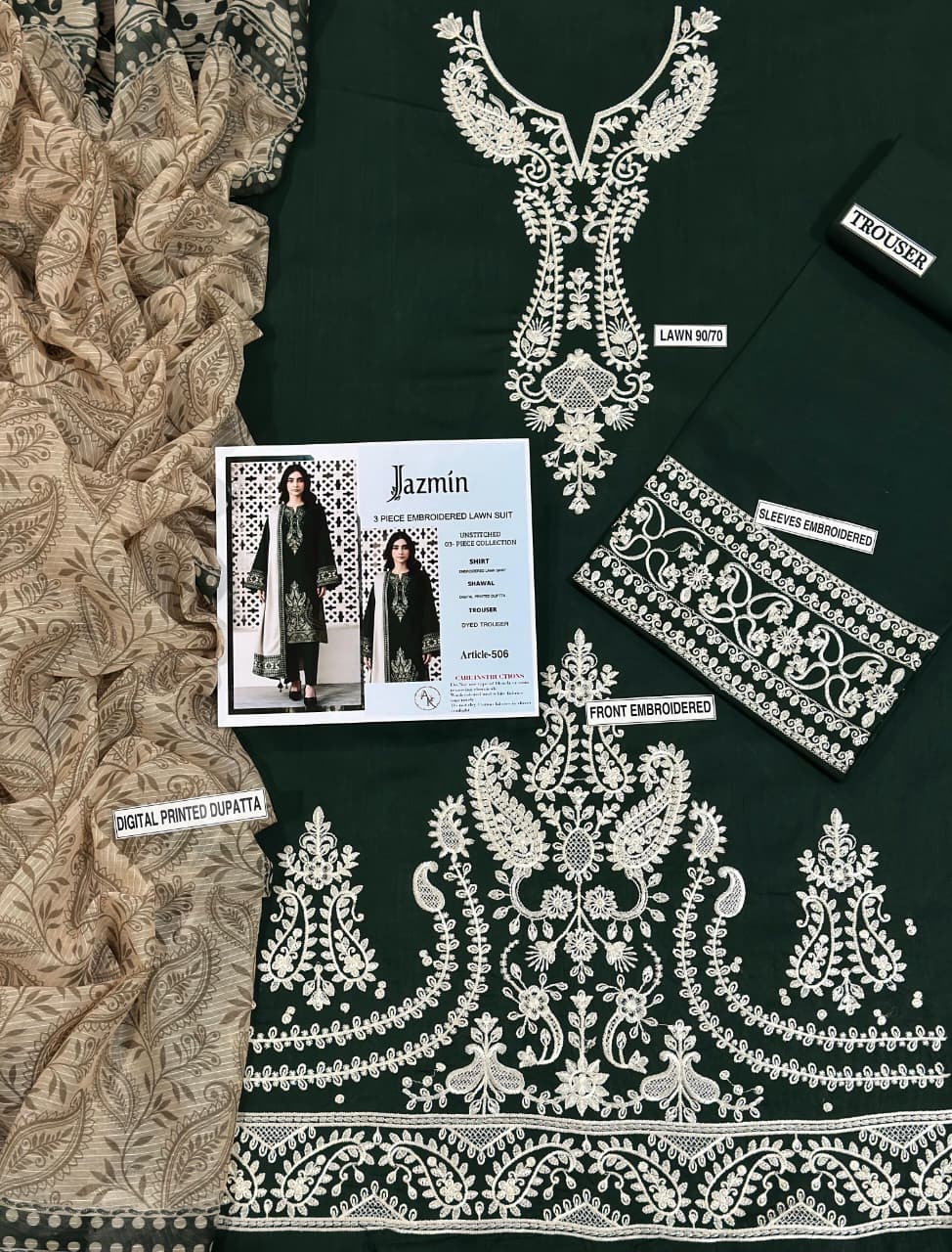 JAZMINE 3PC Lawn Fabric