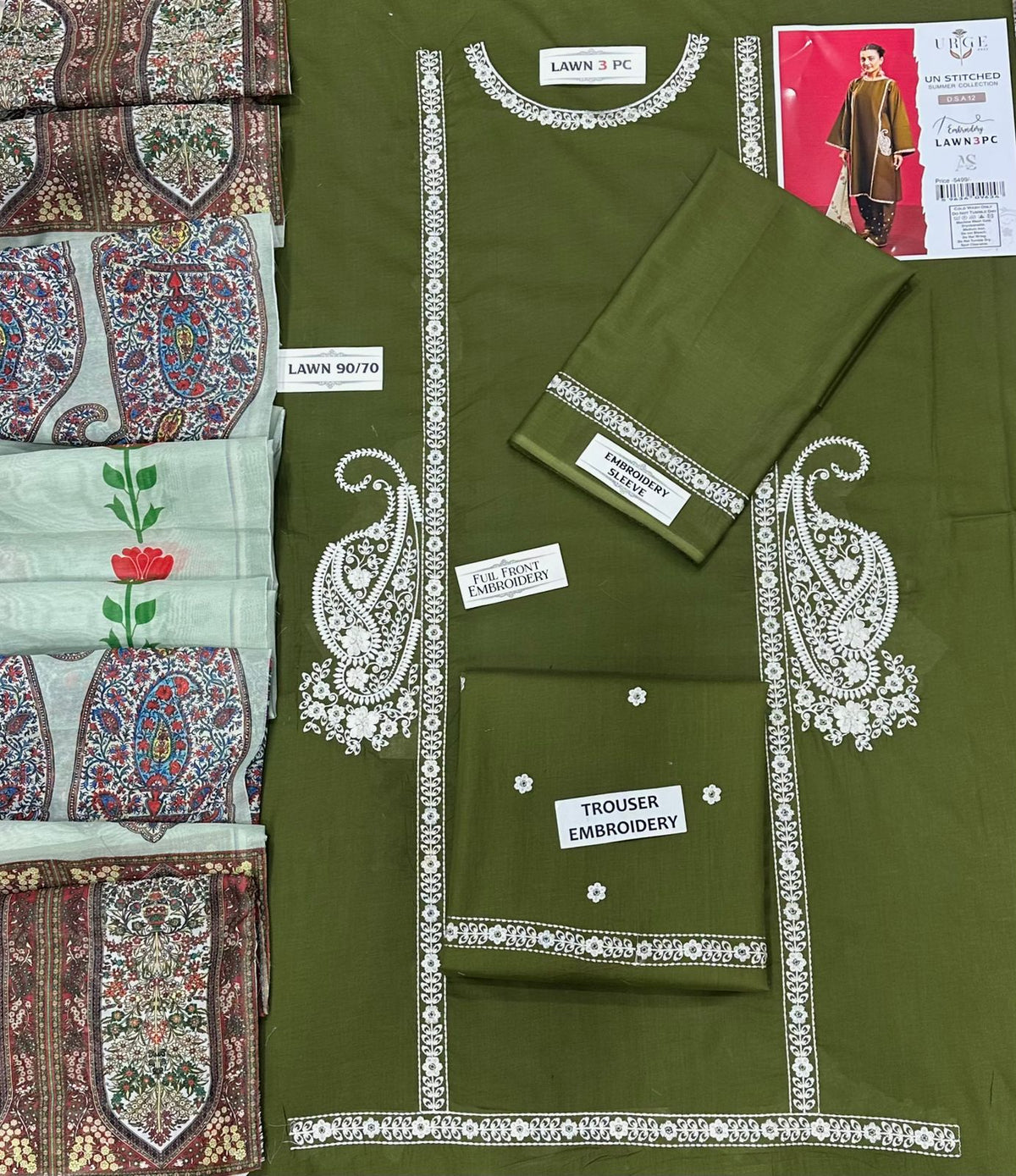 Embroidered 3-Piece in Lawn UNSTICED