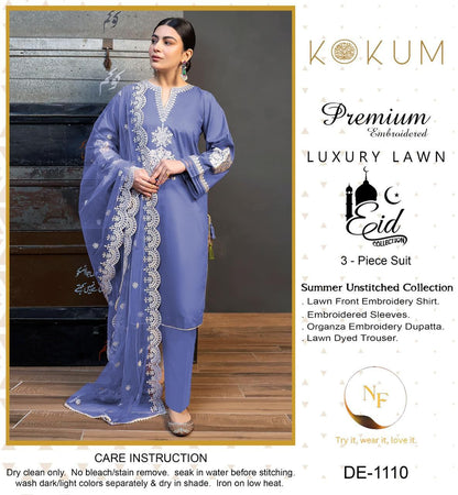 Embroidered 3-Piece in Lawn UNSTICED