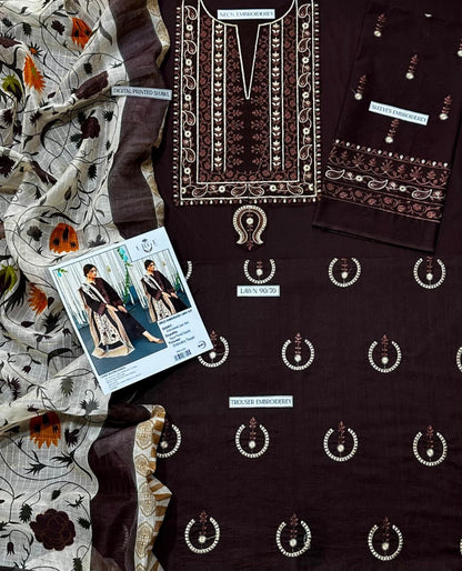 Embroidered 3-Piece in Lawn UNSTICED