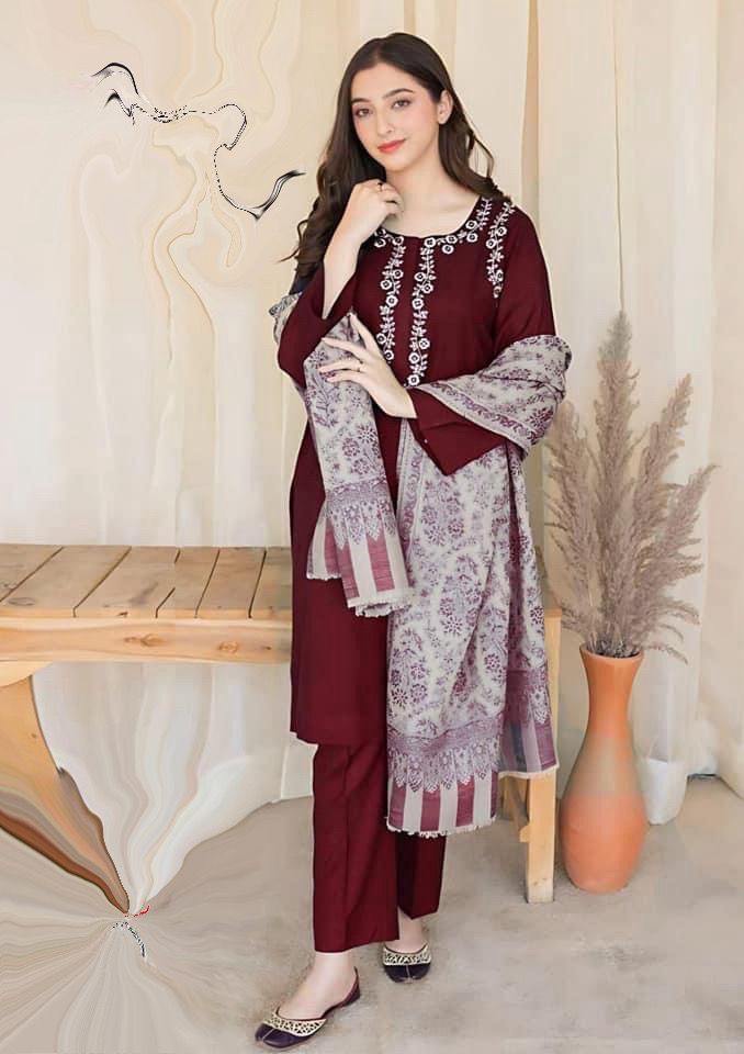 Embroidered 3-Piece in Lawn UNSTICED