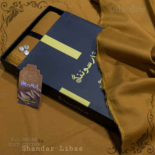 Pur-Waqar Suiting by Shandar Libas – 100% Pure Soft Egyptian Cotton (AirJet Kinari)