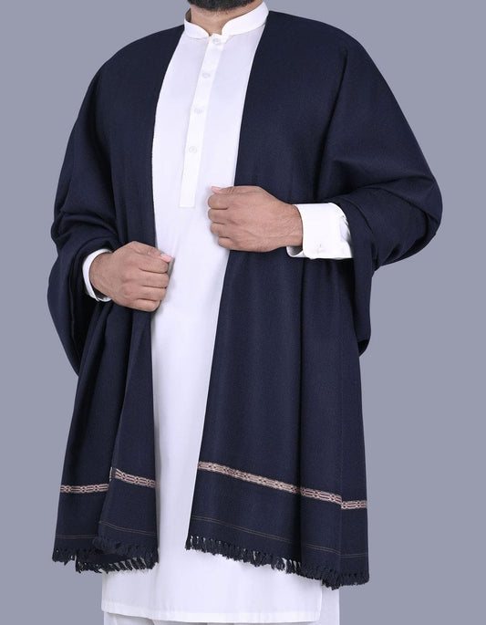 j. Men’s Wool Shawl – Navy Blue