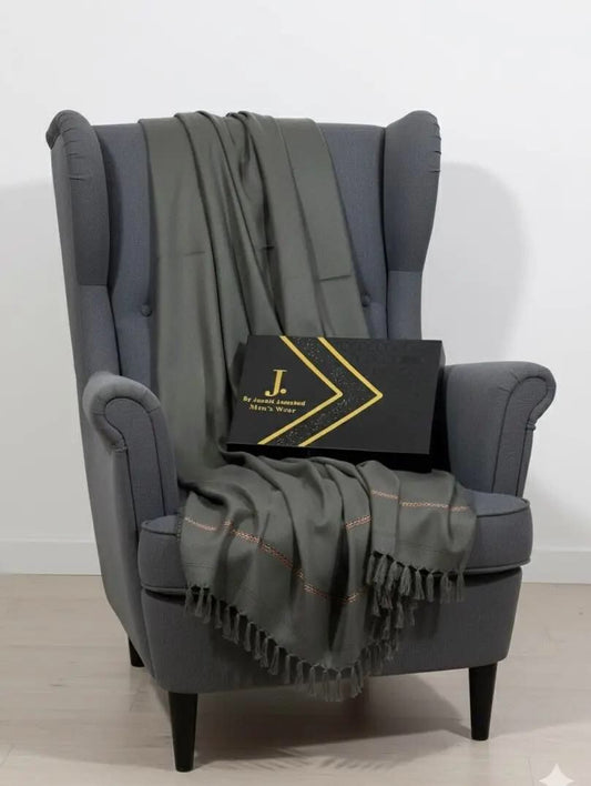 Men’s Premium Wool Shawl with Box (Dark Gray)