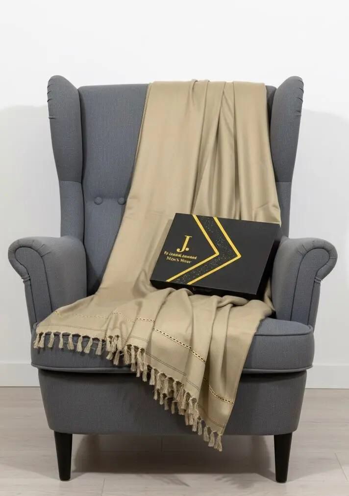 Men’s Premium Wool Shawl with Box (Skin Almond)