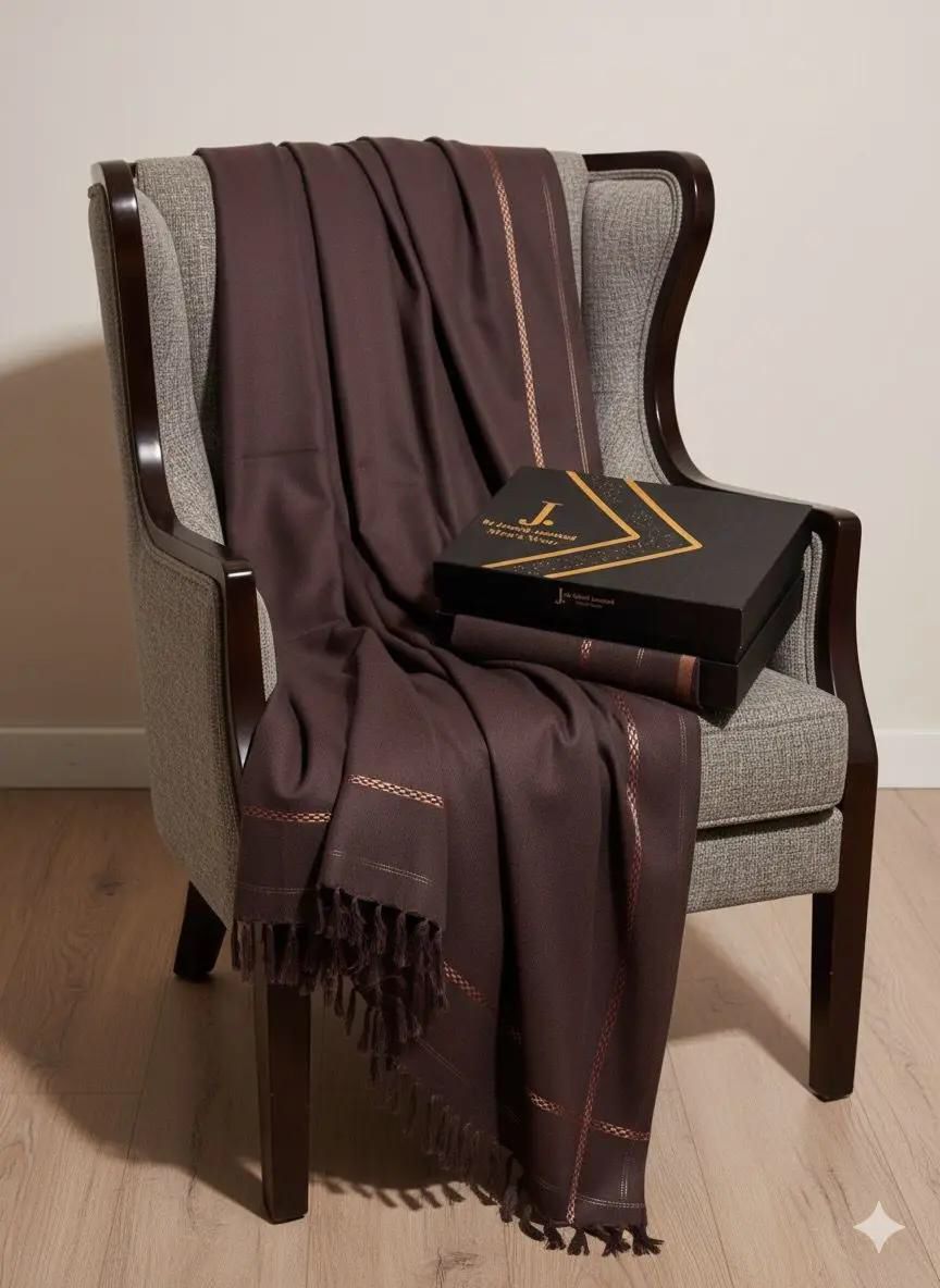 Men’s Premium Wool Shawl with Box (Brownish)