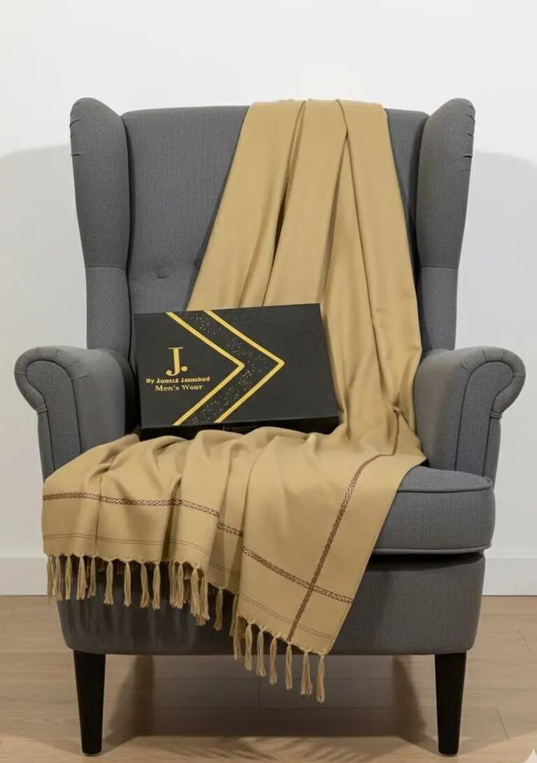 Men’s Premium Wool Shawl with Box (Golden Almond)