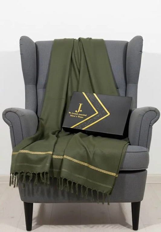 Men’s Premium Wool Shawl with Box (Army Green)