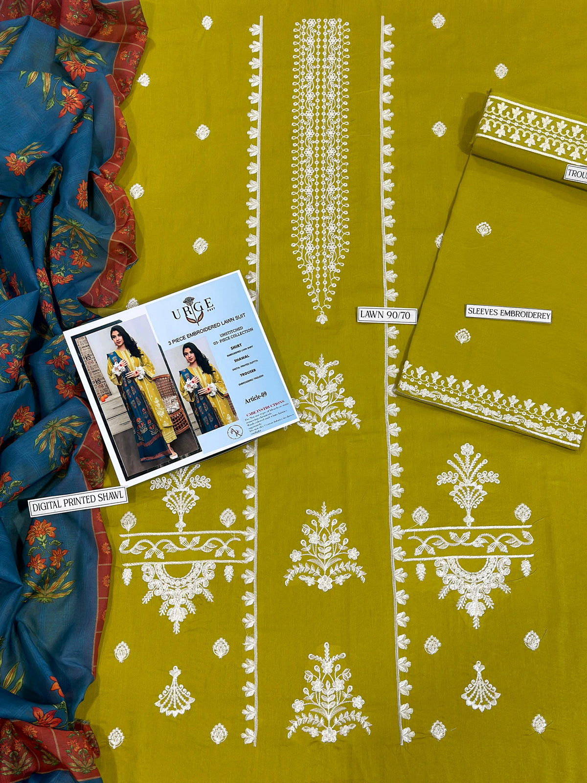 Embroidered 3-Piece in Lawn UNSTICED