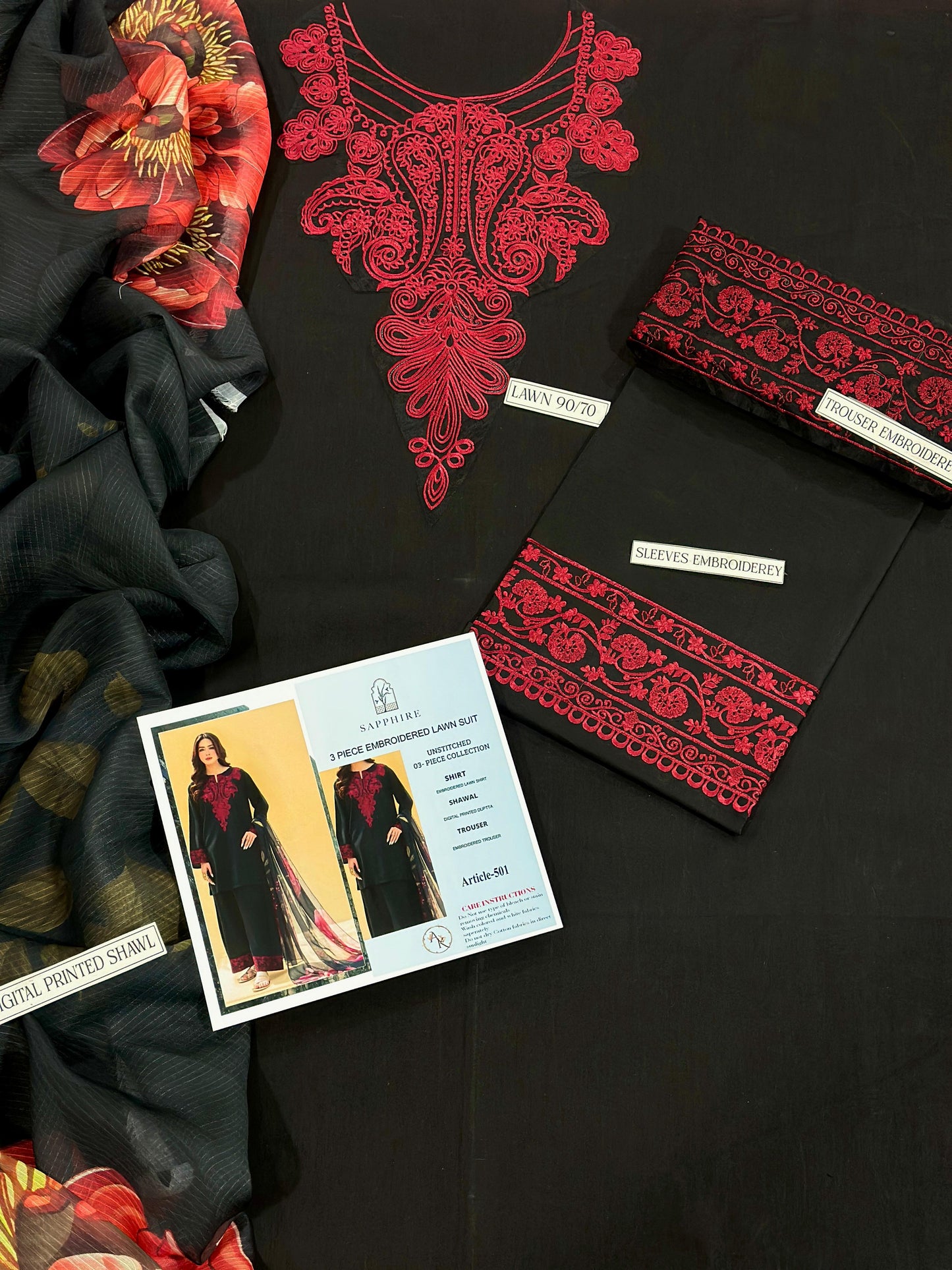 Unstiched 3PC Lawn Fabric