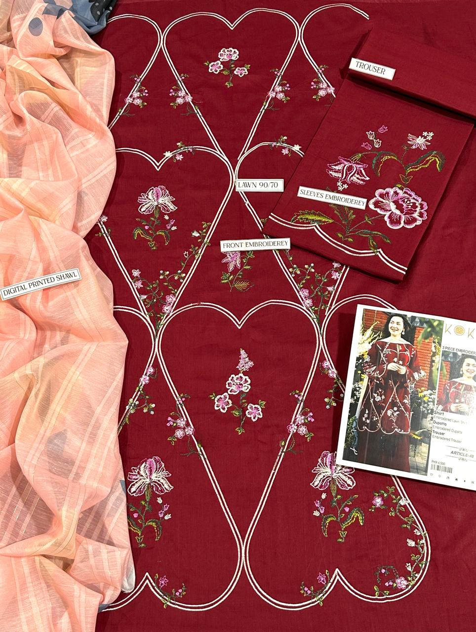 Unstiched 3PC Lawn Fabric