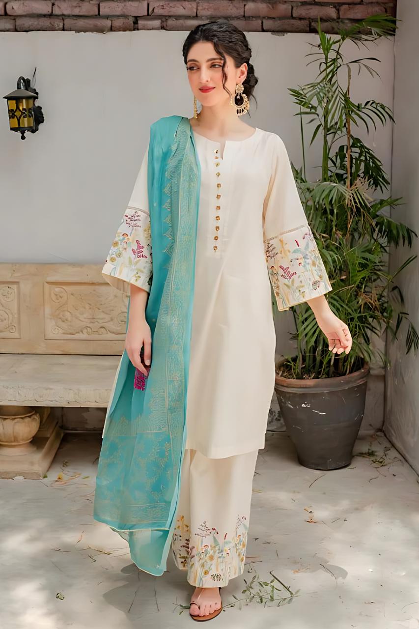 Unstiched 3PC Lawn Fabric