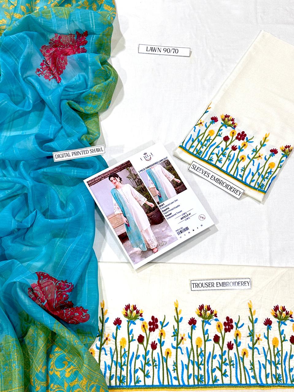 Unstiched 3PC Lawn Fabric