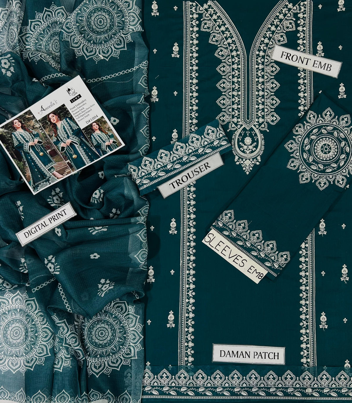 Embroidered 3-Piece in Lawn UNSTICED
