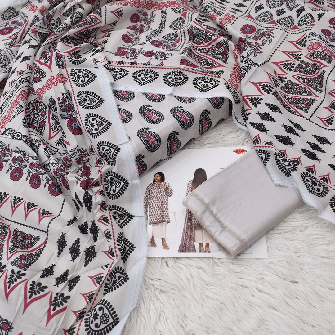 KHADDI 3 Piece Printed Unstitched Suite