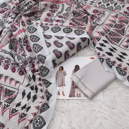 KHADDI 3 Piece Printed Unstitched Suite
