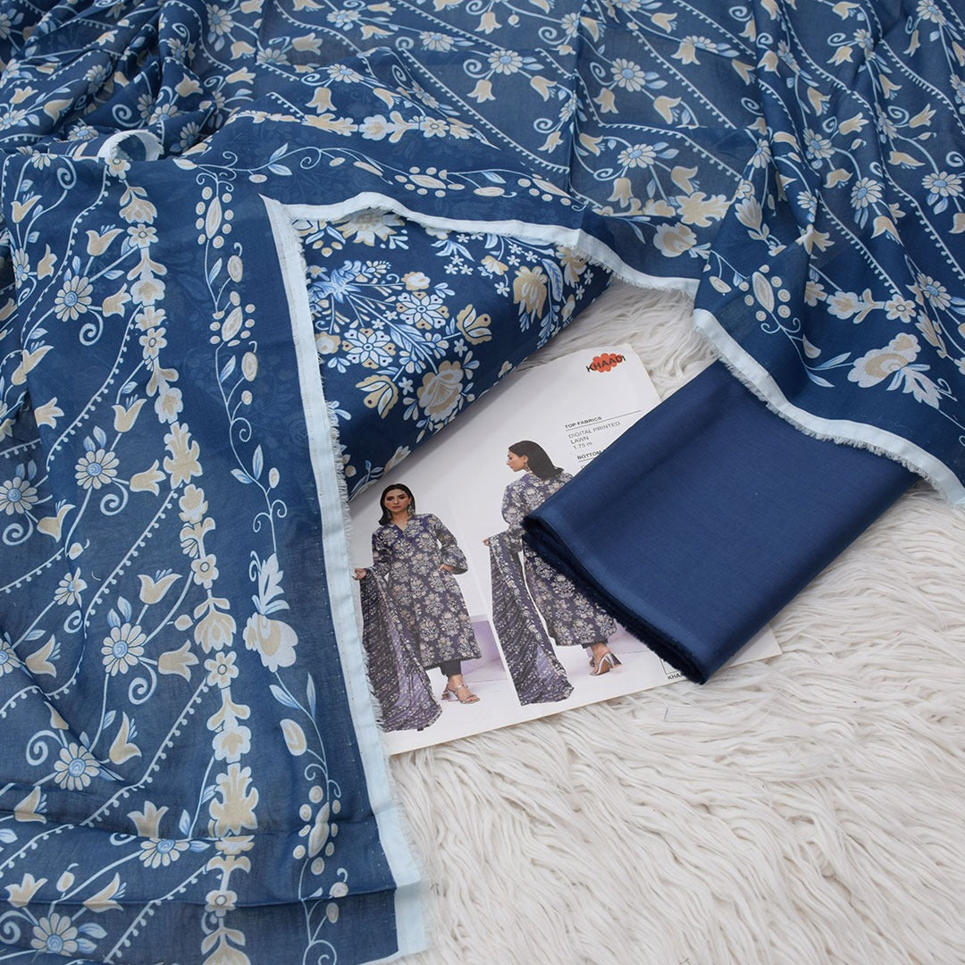 KHADDI 3 Piece Printed Unstitched Suite