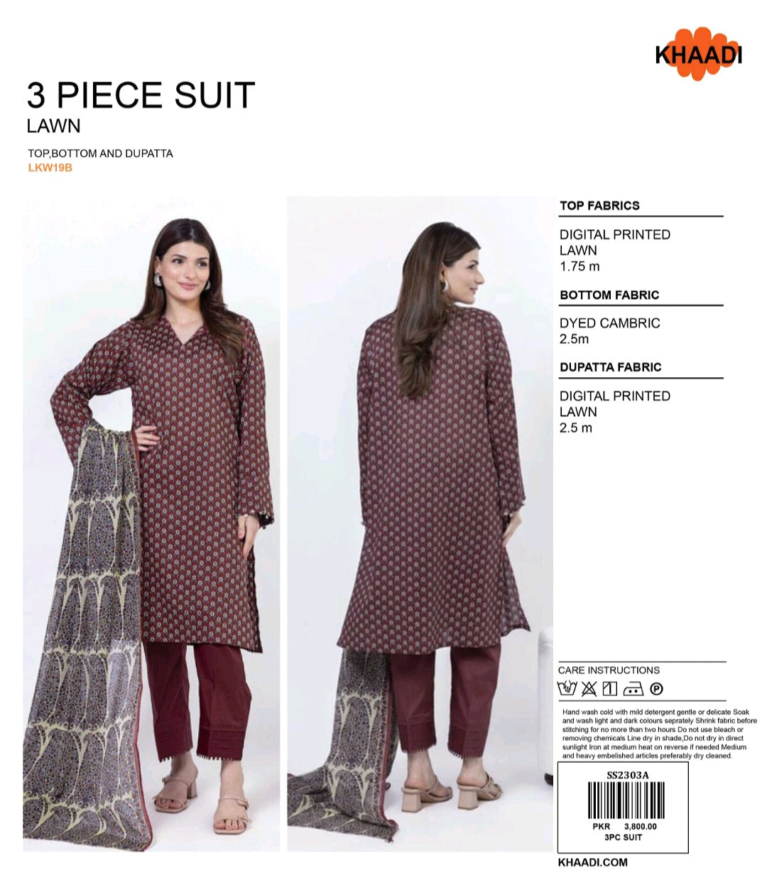 KHADDI 3 Piece Printed Unstitched Suite