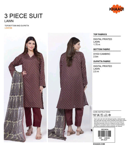 KHADDI 3 Piece Printed Unstitched Suite