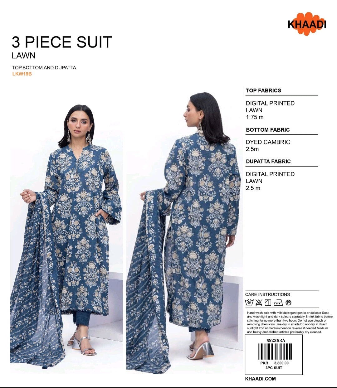 KHADDI 3 Piece Printed Unstitched Suite