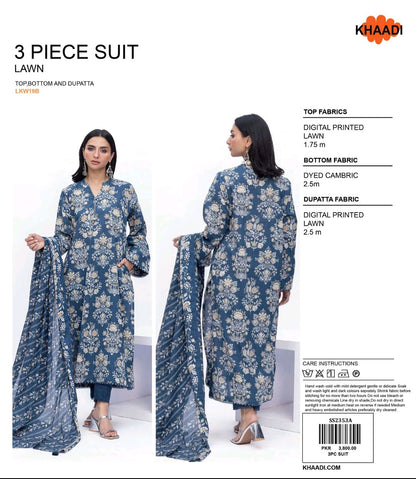 KHADDI 3 Piece Printed Unstitched Suite